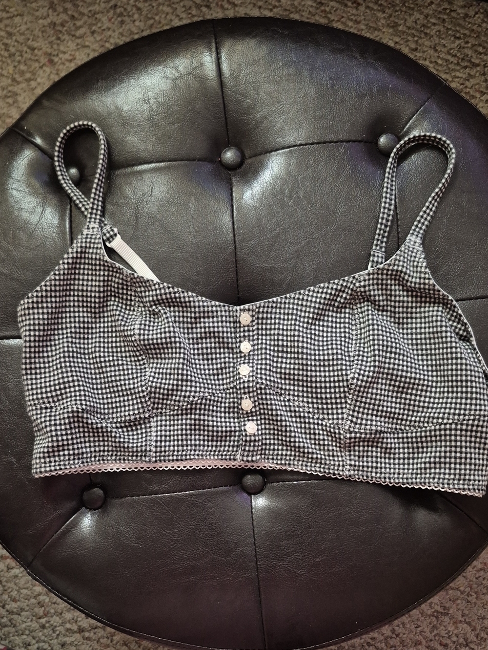 Free People Black & White Gingham Crop Top/bralette